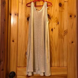 Cream tank swing dress with pockets